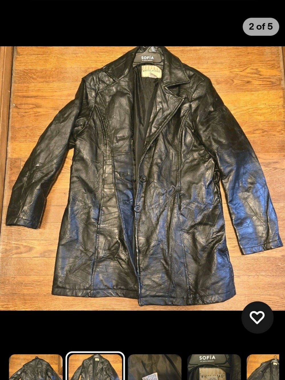 White Stag Black Leather Longline Jacket